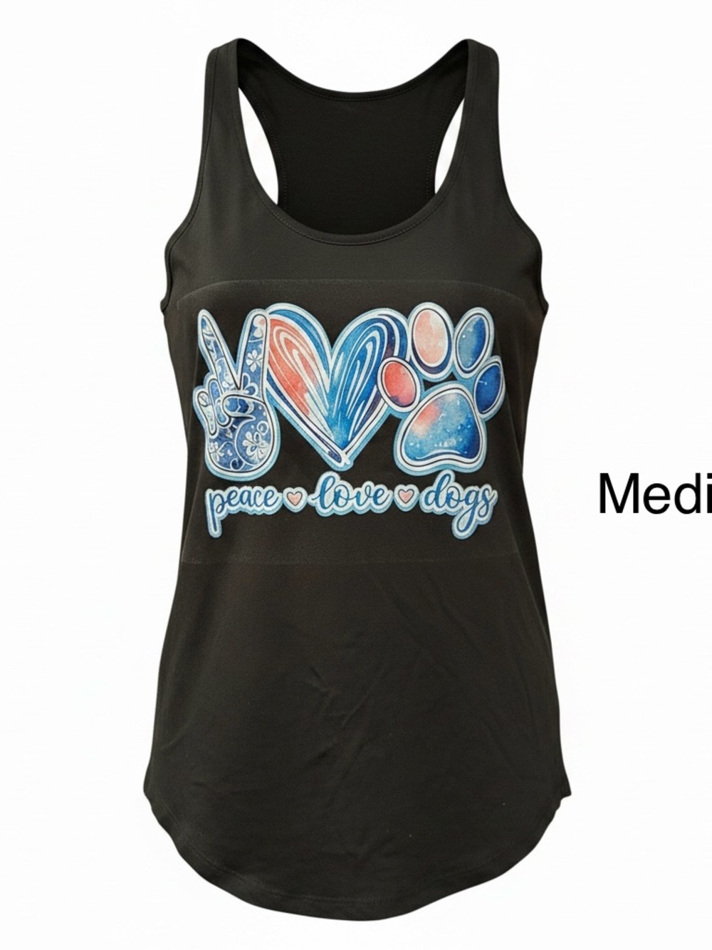 Peace, Love & Dogs Racerback Tank – Size Medium